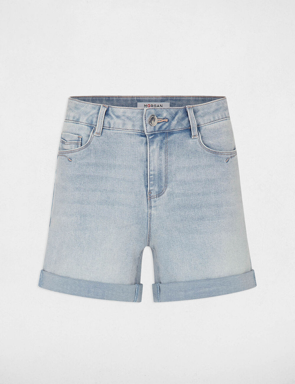 Straight denim shorts bleach denim women