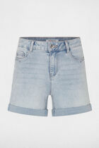 Straight denim shorts bleach denim women