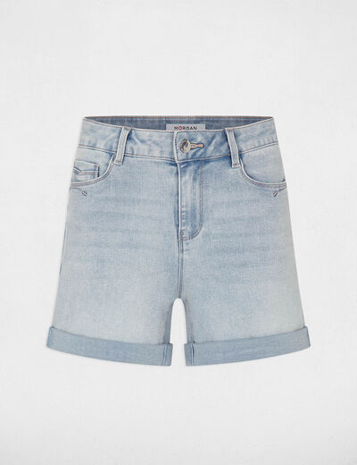 Straight denim shorts bleach denim women