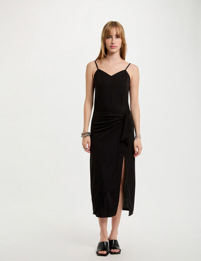 Slitted fitted midi dress black women