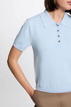Sweater with a turned-down collar sky blue women