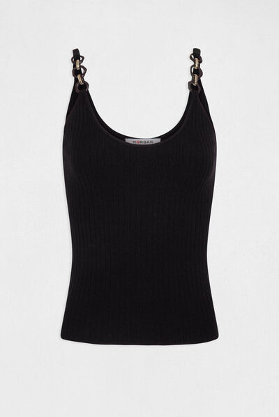 Jumper vest top with chain details black ladies'
