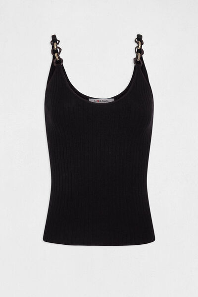 Jumper vest top with chain details black ladies'