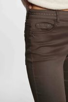 Slim trousers wet effect taupe women