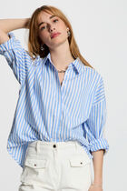 Chemise manches longues rayée multicolore femme