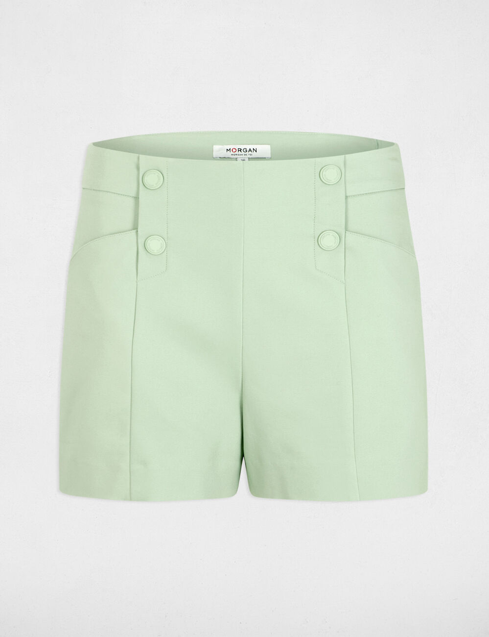 Straight shorts with darts pastel green women
