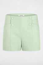 Straight shorts with darts pastel green women