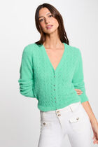Long-sleeved cardigan openwork details mint green women