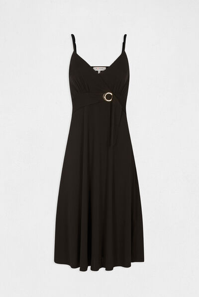 Maxi straight dress with buckle detail black ladies'