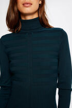Knitted fitted dress with turtleneck mid-green women