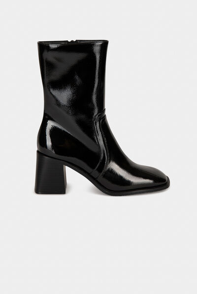 Patented boots with heels black ladies'