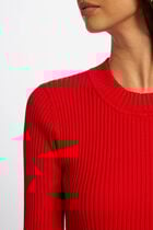 Ribbed jumper high collar red women