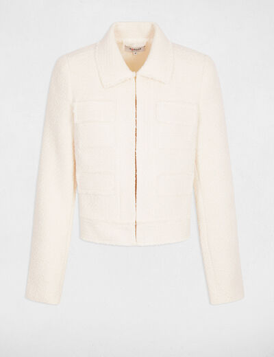 Cropped fitted jacket ivory women
