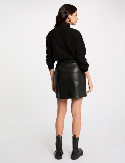 Faux leather mini skirt black women