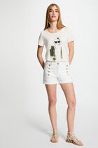 Denim shorts with buttons white women