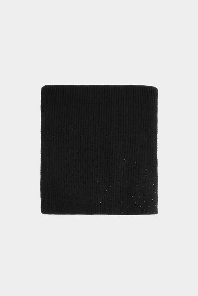 Scarf with rhinestones black ladies'