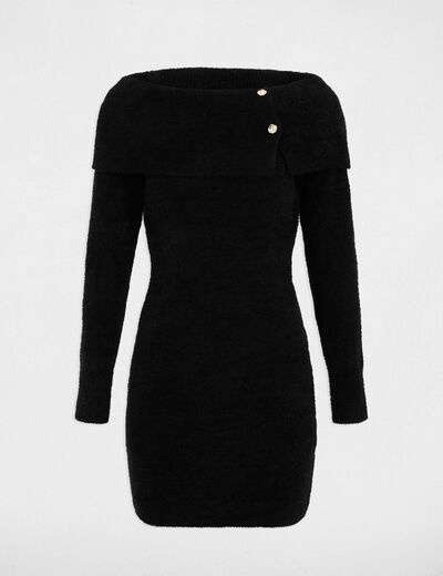 Knitted dress with Bardot neckline black women