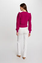 Long-sleeved jumper ruffles dark pink women