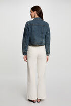 Short denim jacket stone wash denim women