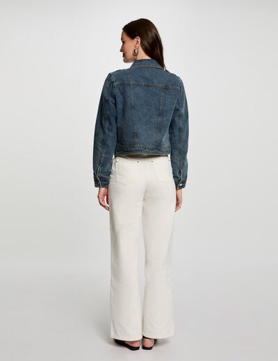Short denim jacket stone wash denim women