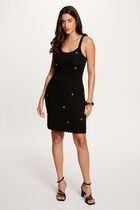 Short knit dress with square neckline black women