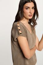 Oversized V-neck sweater taupe women