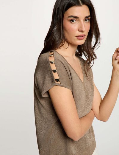 Oversized V-neck sweater taupe women