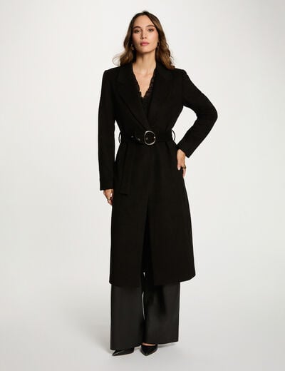 Long belted coat black women