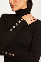 Robe pull ajustée avec col roulé noir femme