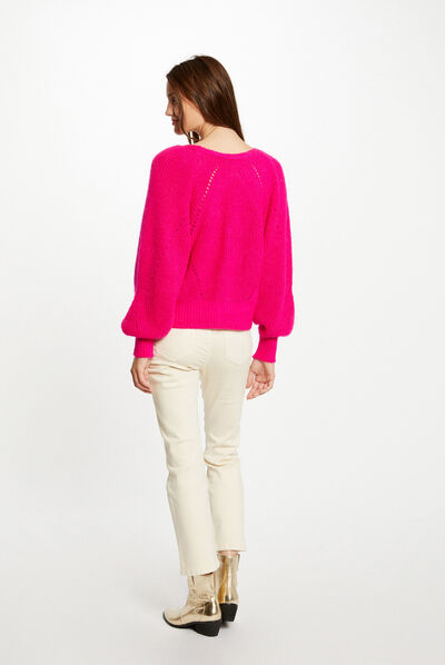 Buttoned long-sleeved cardigan medium pink ladies'