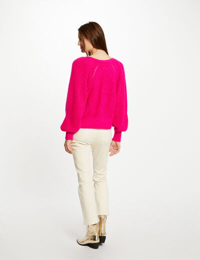 Buttoned long-sleeved cardigan medium pink ladies'
