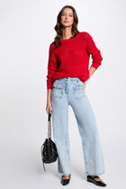 Openwork jumper long sleeves red women