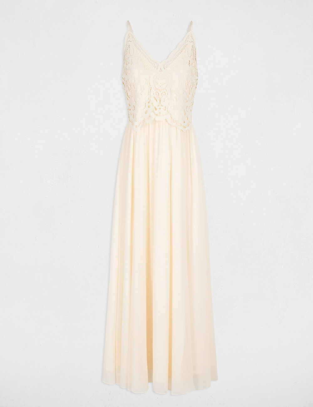Long lace dress cream women