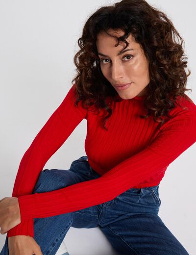 Jumper high collar red women