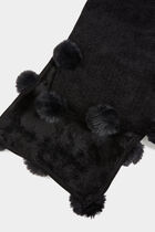 Écharpe doublée à pompons noir femme
