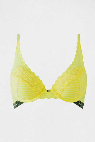 Lace padded bra yellow ladies'