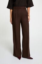 High-waisted wide-leg trousers dark brown women