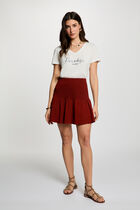 Fitted short skirt cognac brown women