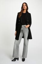 Fitted coat with tailored collar black women