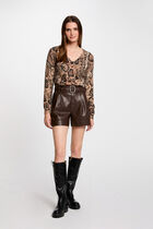Printed jumper V-neck beige women