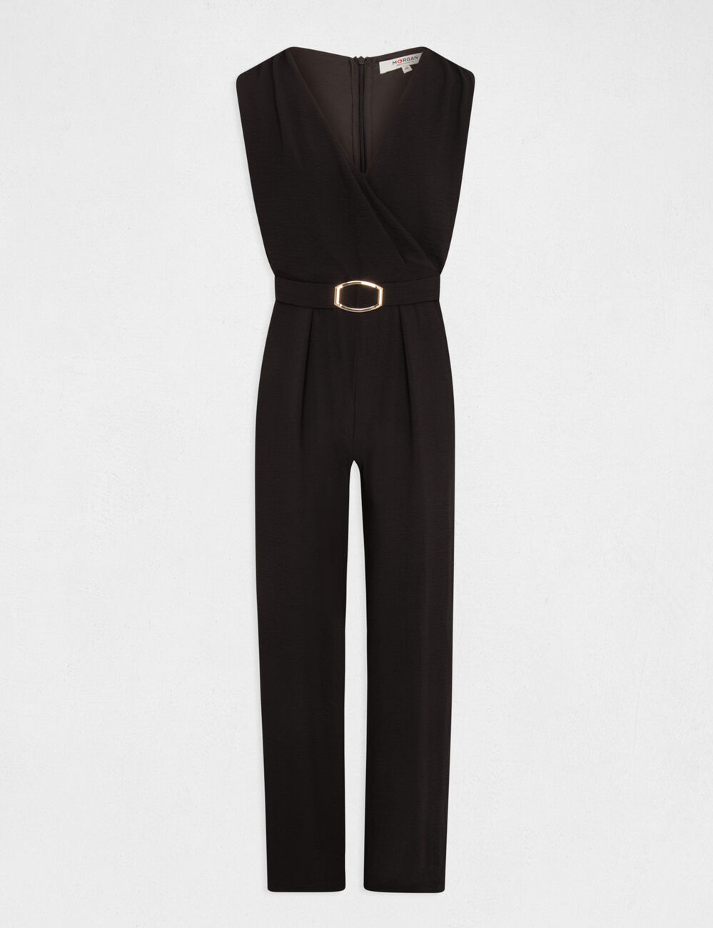 Wide leg jumpsuit with buckle detail black women