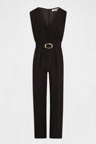 Wide leg jumpsuit with buckle detail black women