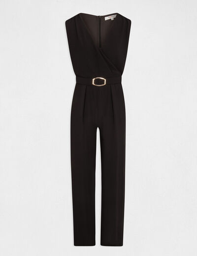 Wide leg jumpsuit with buckle detail black ladies'