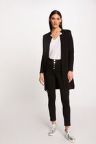 Straight Knit Vest with Notched Collar dark grey women