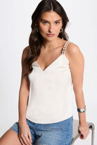 Satin top with straps ivory women