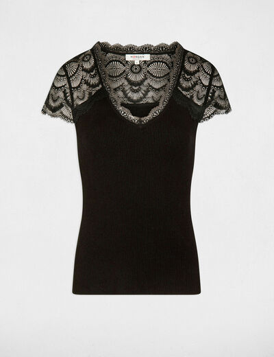 Lace short-sleeved jumper black women