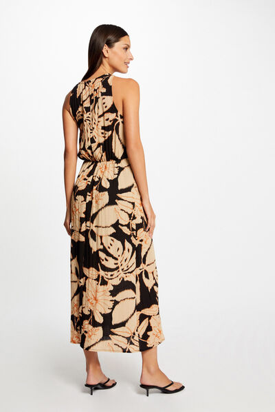 Maxi straight dress with vegetal print multico ladies'