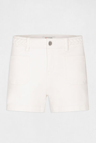 Straight shorts with braided detail ecru ladies'
