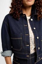 Short denim jacket raw denim women