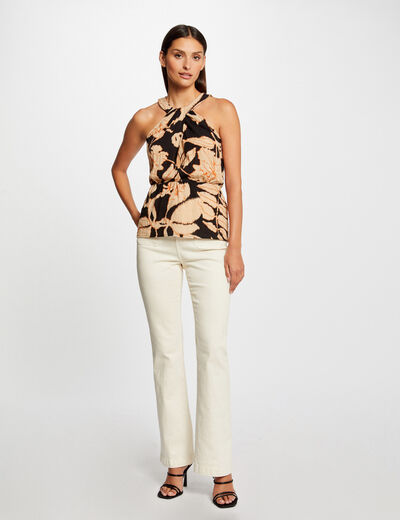 Sleeveless blouse with vegetal print multico ladies'